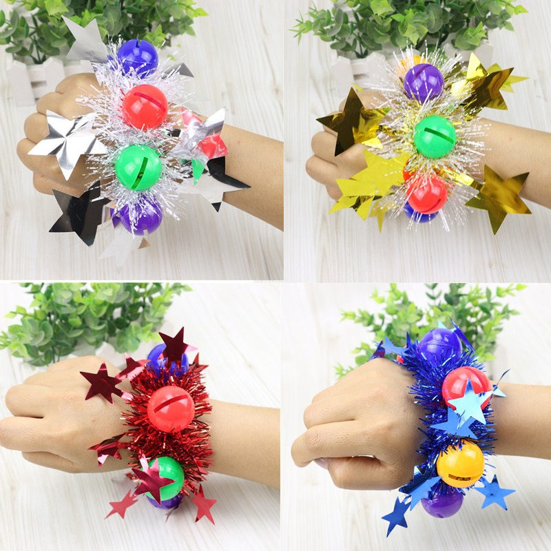 61 kindergarten children dance props show sequins hand flowers Wrist flowers Sports games bells bracelet flowers