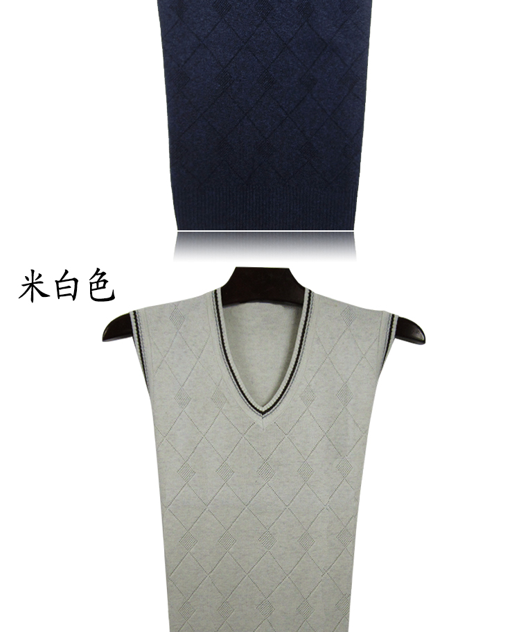 Áo len cổ lọ nam cổ chữ V không tay nam cao tuổi mùa thu và mùa đông vest nam hàn quốc