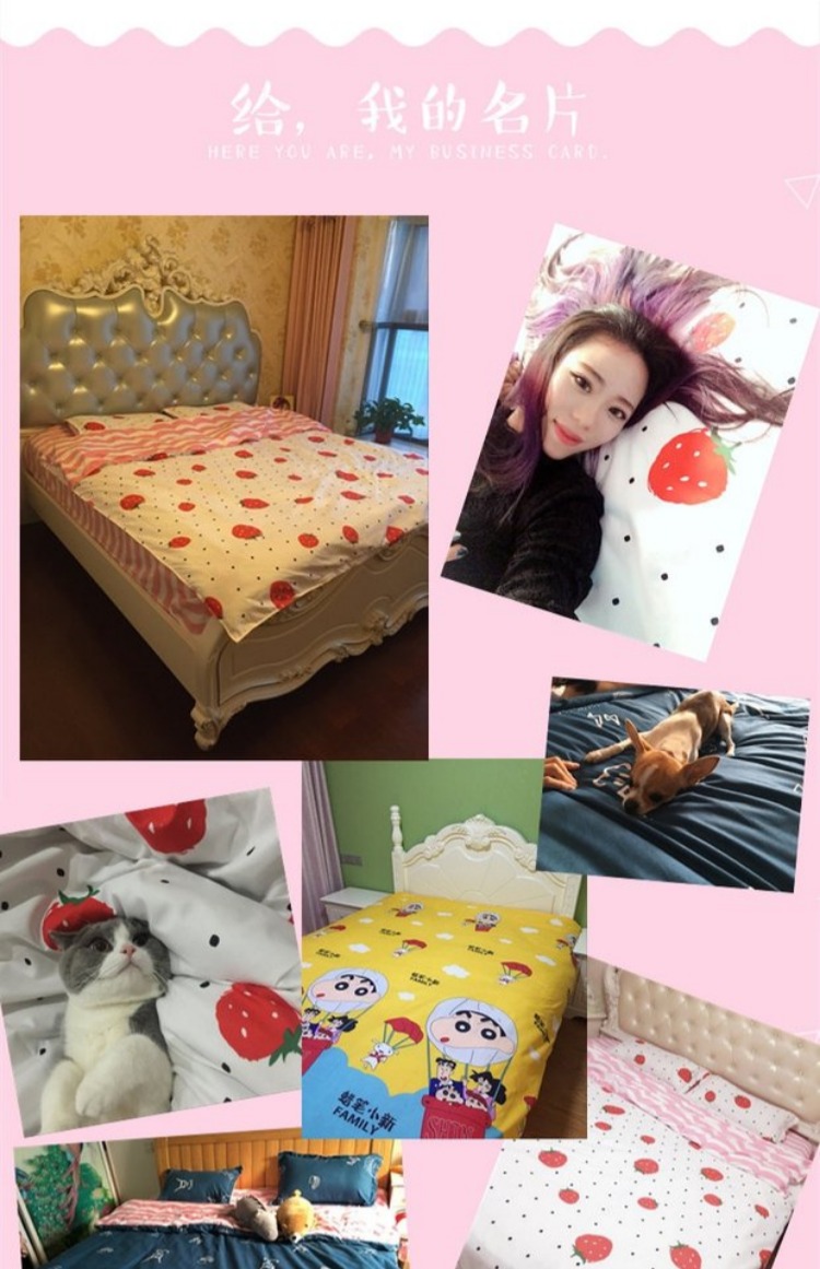 Quả dâu tây gia đình giường đơn giản bốn chéo sọc vải quilt phim hoạt hình ký túc xá sinh viên ba mảnh đúp - Bộ đồ giường bốn mảnh chăn ra gối nệm