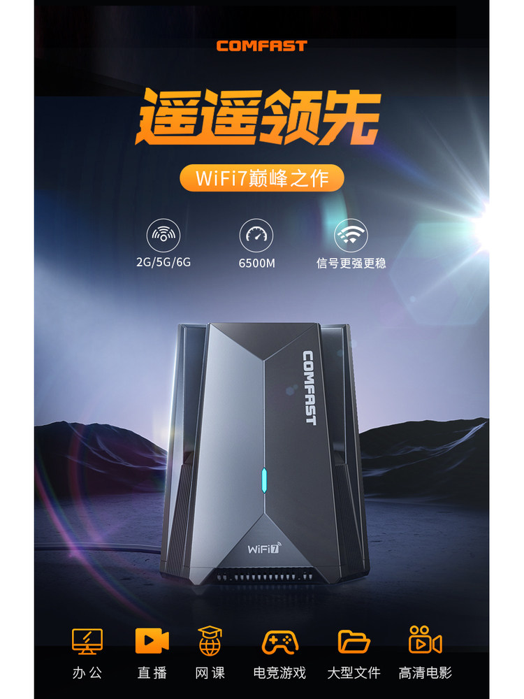 Comfast Wifi7 Wireless Network Card 6500m Driver-Free USB Gaming Network Card Laptop Desktop Wifi Receiver Transmitter Tri-Band High-Speed Wall-Penetrating Cf-987Be