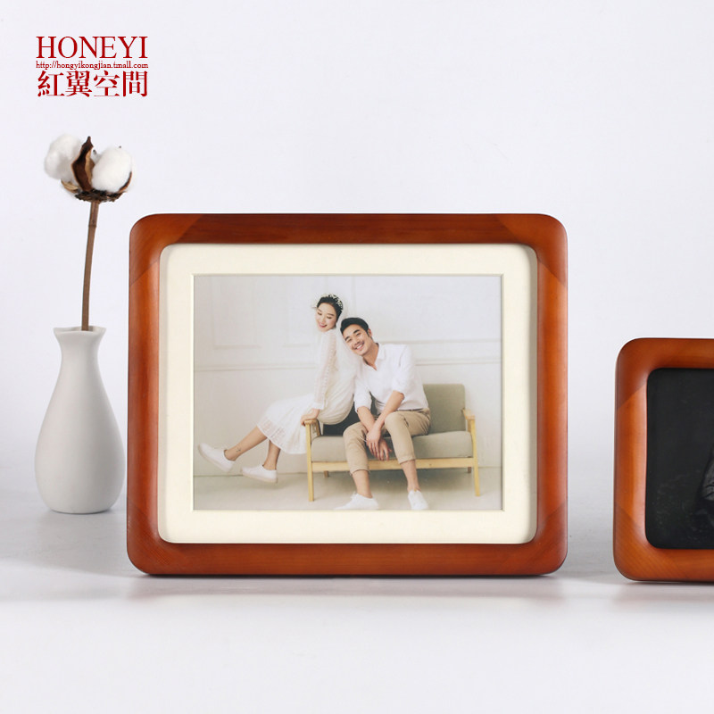 Brown pine stand picture frame 7 inch wash photo Nordic minimal coffee swing baby photo solid wood creativity