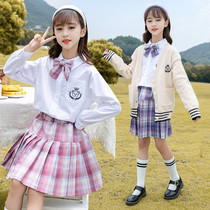 Girls jk uniform skirt set 9 Childrens autumn clothes 10 Girls school style three-piece set 11 Primary school genuine 12-year-old