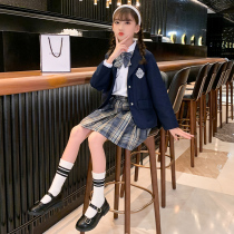 Girls jk uniform 9 Primary School students Spring and Autumn long sleeve gk lattice skirt set 10 childrens college style school uniform skirt 12 years old