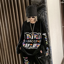 Sweater women 2020 new winter European station heavy industry beaded letters loose thickened fashion round neck casual top