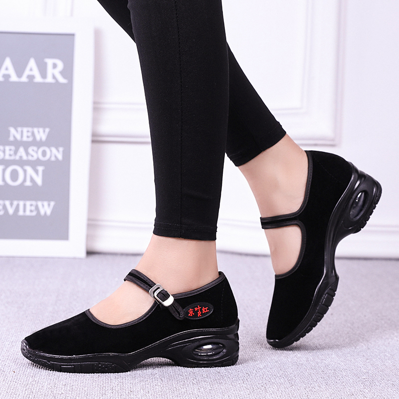 Dance Shoes Soft Bottom Slopes Heel Women Shoes Summer Dancing Shoes Square Dance Shoes Old Beijing Cloth Shoes Women's Shoes Air Cushion Working Shoes