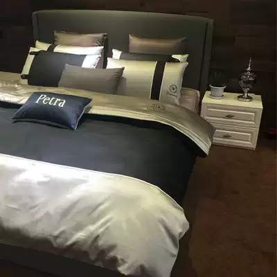 Four-piece European style simple cotton quilt cover business six-piece set 1 8m bed hat 2 0M bedding