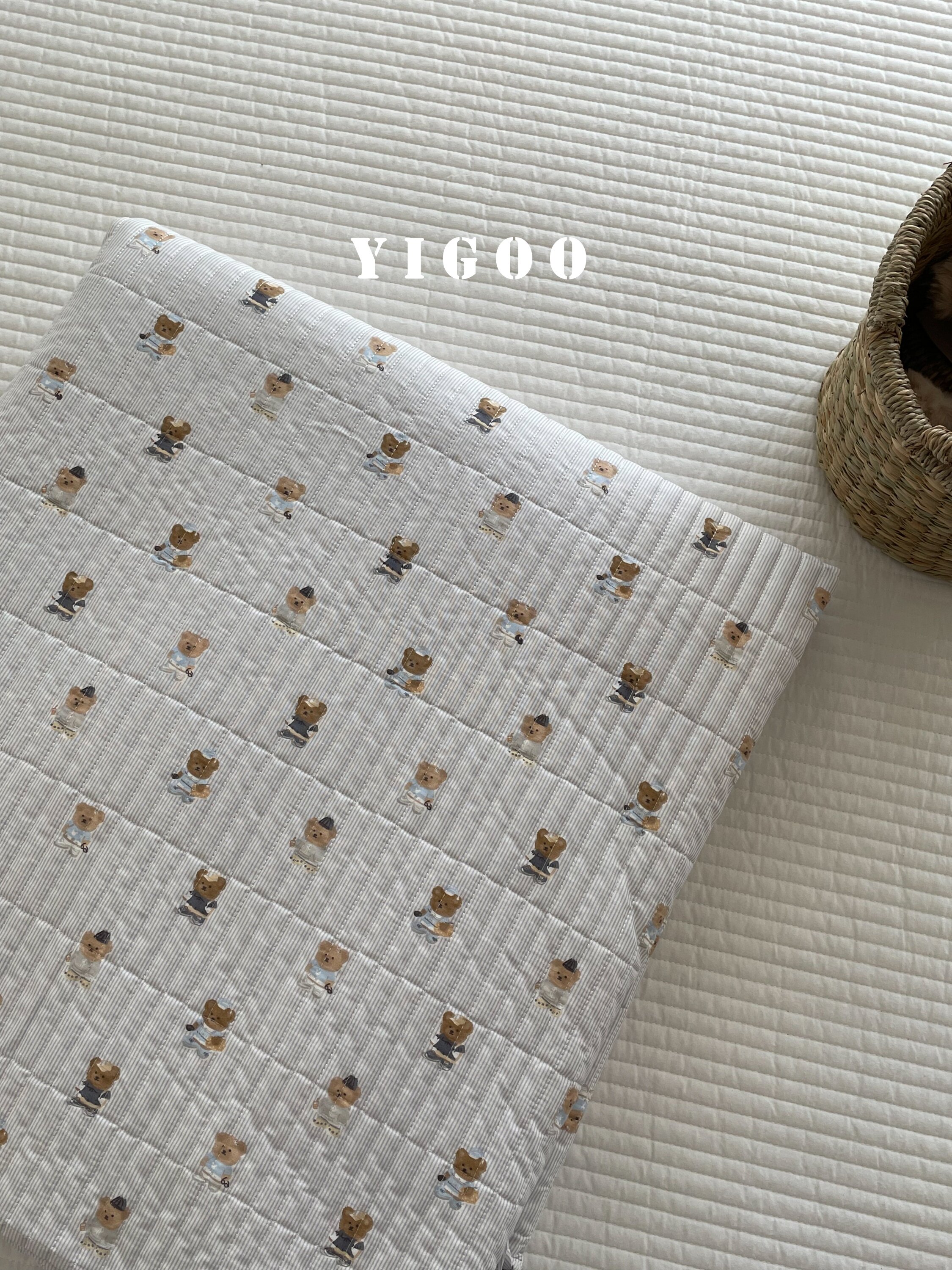 Корейский хлопковый наматрасник с печатью и стеганой подкладкой, водостойкий комплект из 3 предметов