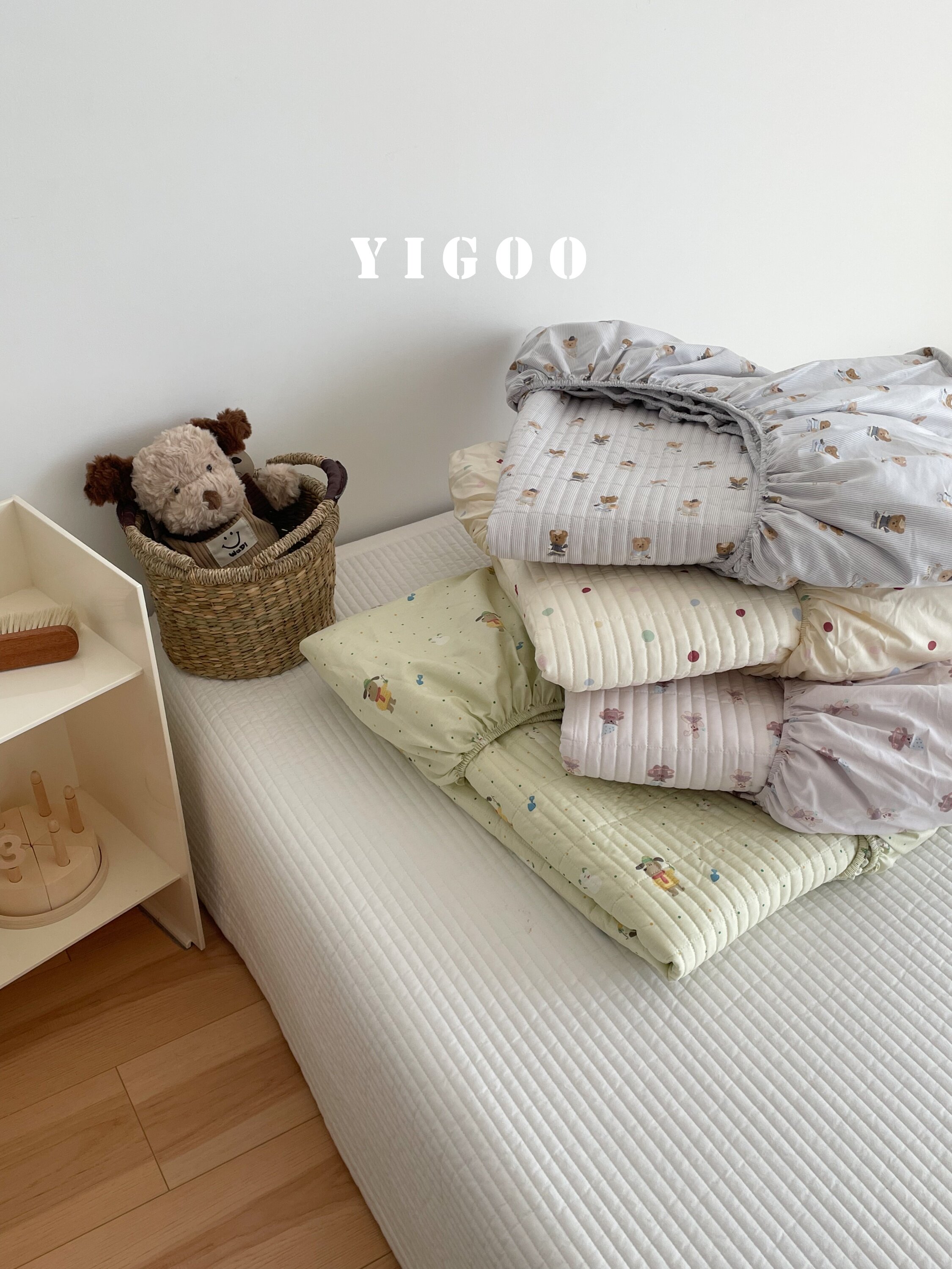 Корейский хлопковый наматрасник с печатью и стеганой подкладкой, водостойкий комплект из 3 предметов