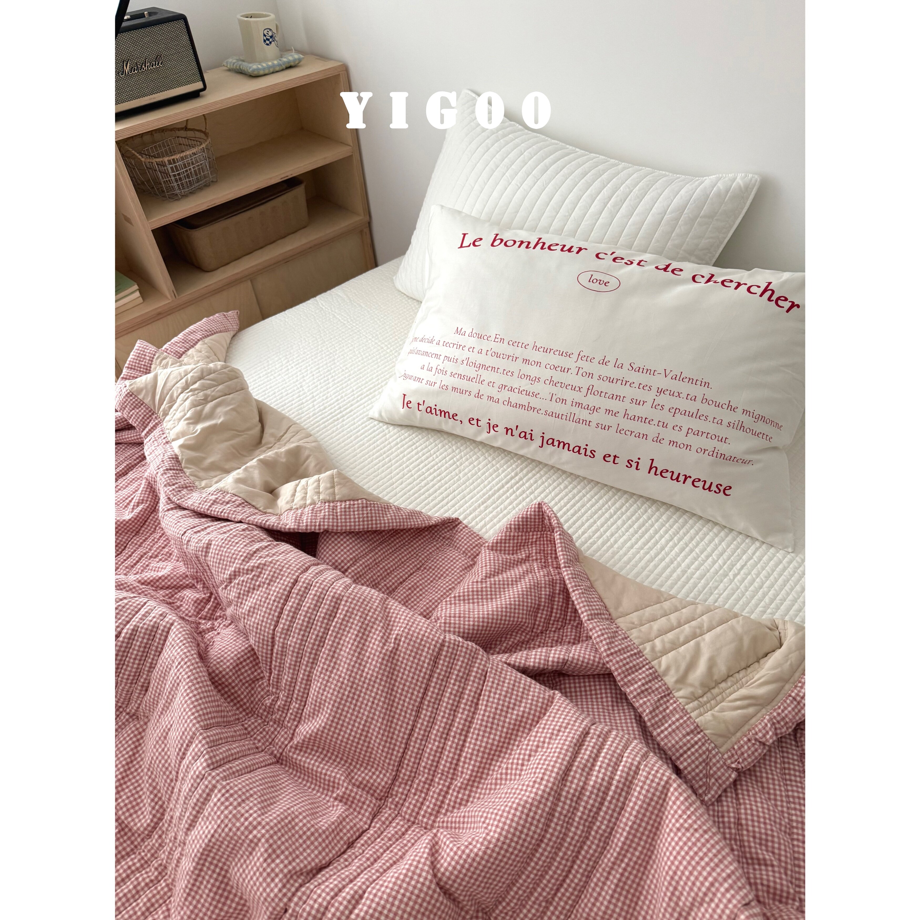 Корейское складчатое кружевное ретро цветное тканое хлопковое клетчатое модальное хлопковое четырехсезонное кондиционерное цельное одеяло мягкое после стирки