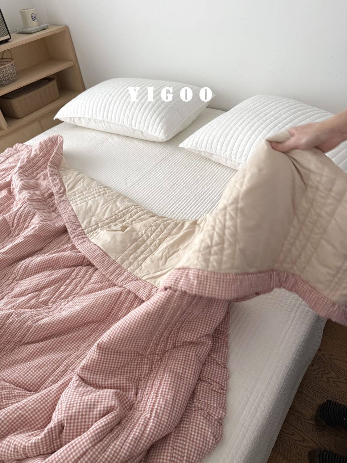 Корейское складчатое кружевное ретро цветное тканое хлопковое клетчатое модальное хлопковое четырехсезонное кондиционерное цельное одеяло мягкое после стирки