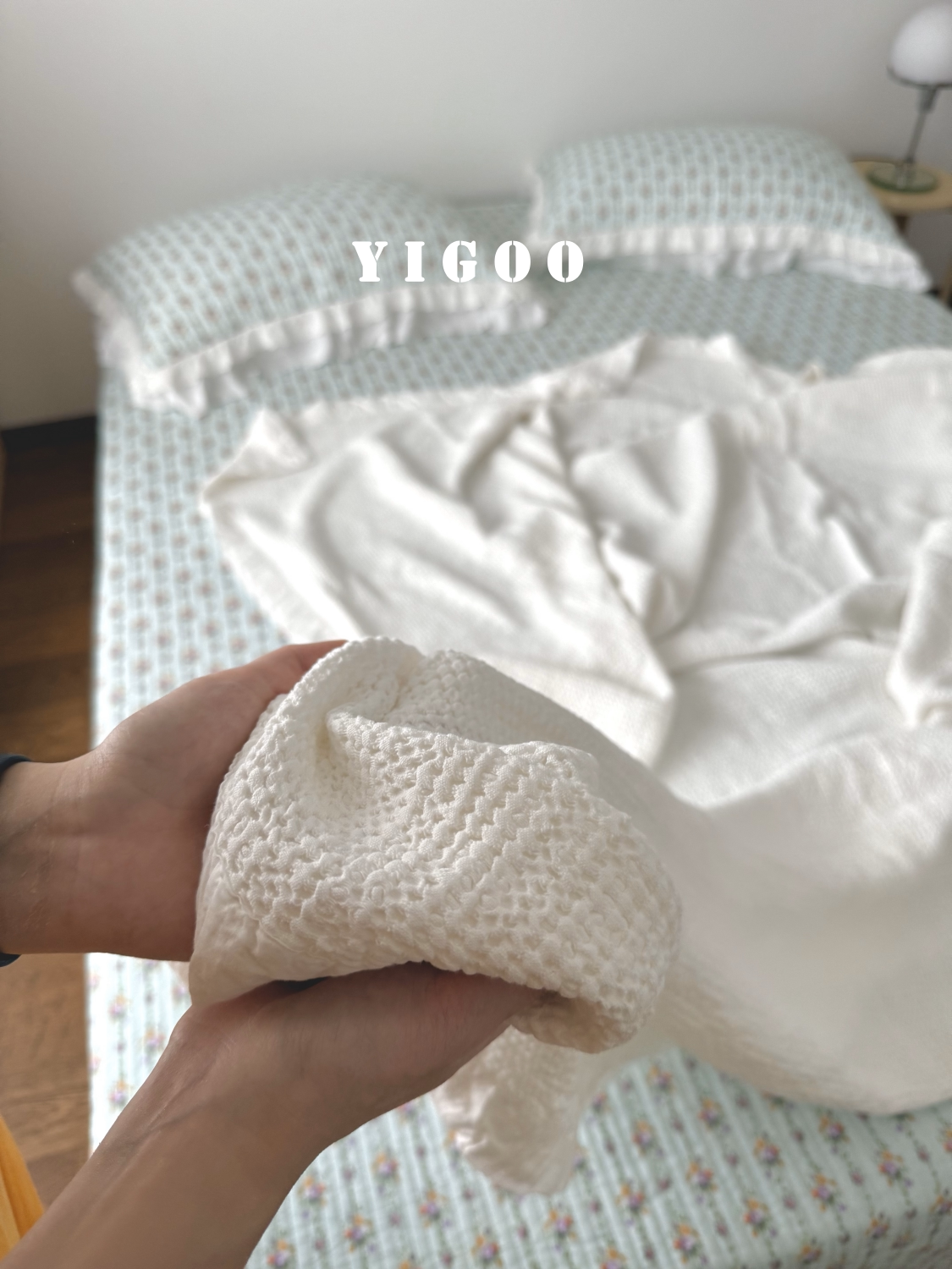 Минималистичное вафельное одеяло из хлопка с эффектом песочной стирки - многофункциональный плед для дивана и кровати