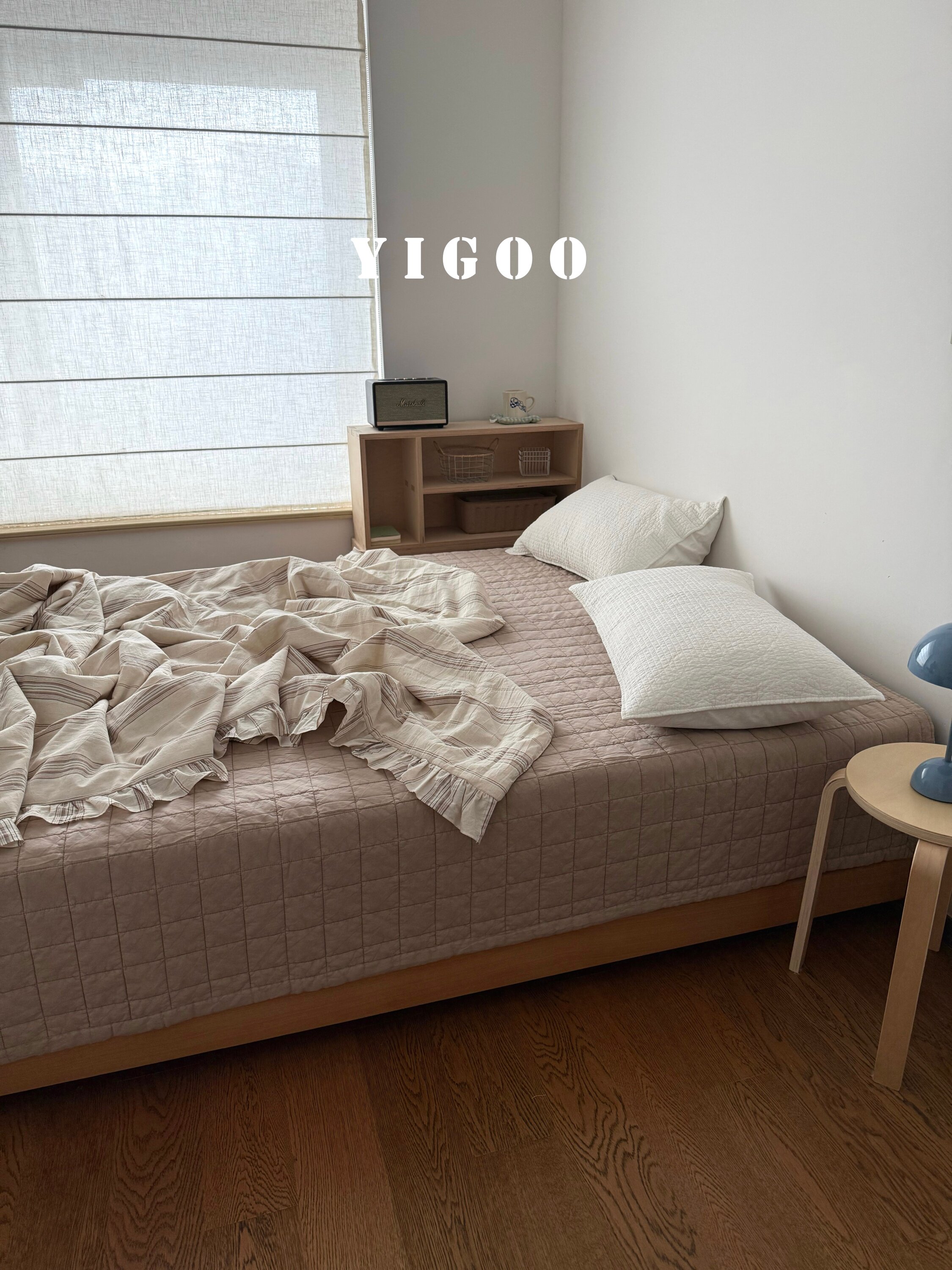 Простое летнее одеяло из хлопка и льна с оборками и винтажными полосками, тонкое цельное одеяло для кондиционера, дышащее, можно стирать в машине