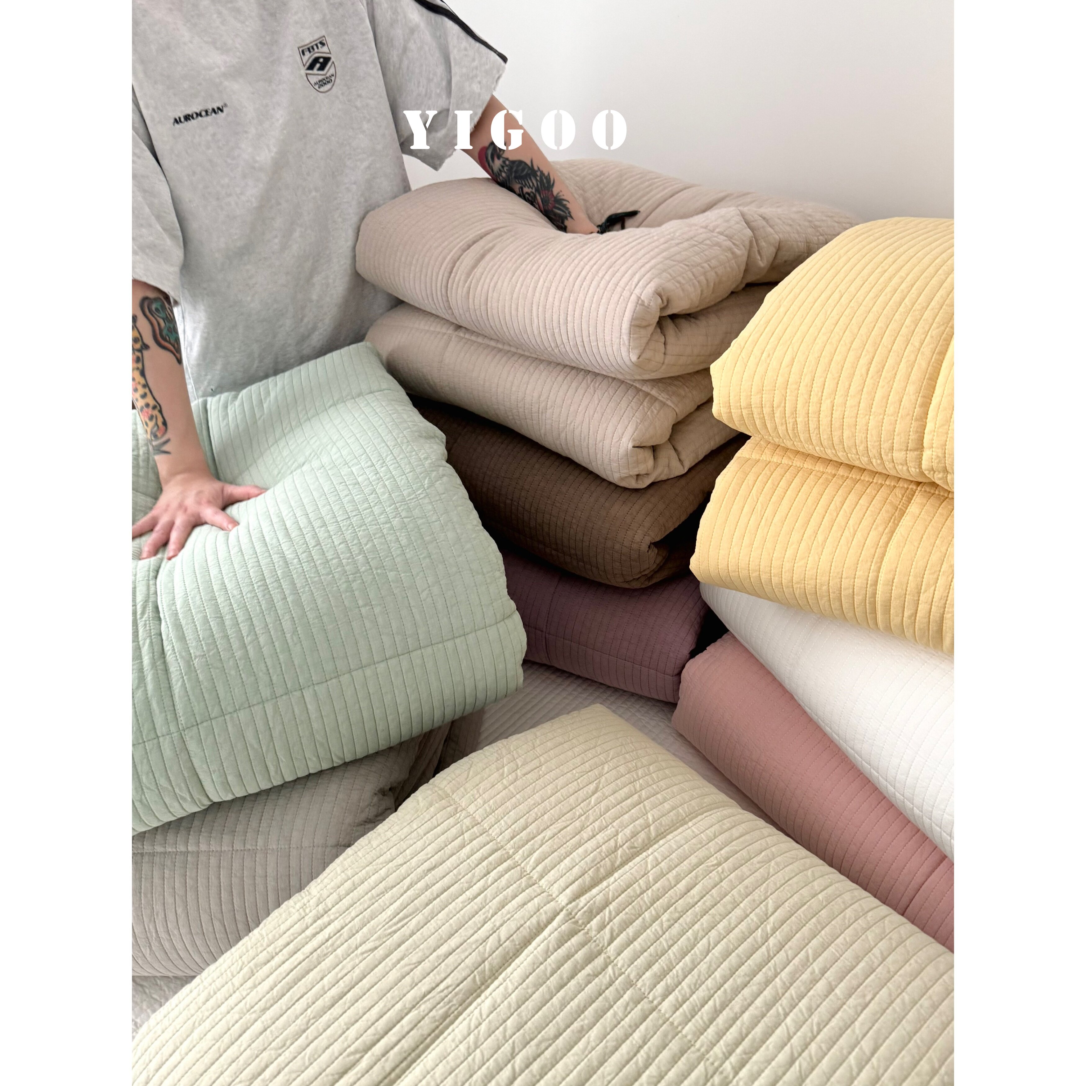 Корейское мягкое пушистое одеяло-хлеб | Простое однотонное стеганое хлопковое цельное одеяло весна-осень четыре сезона