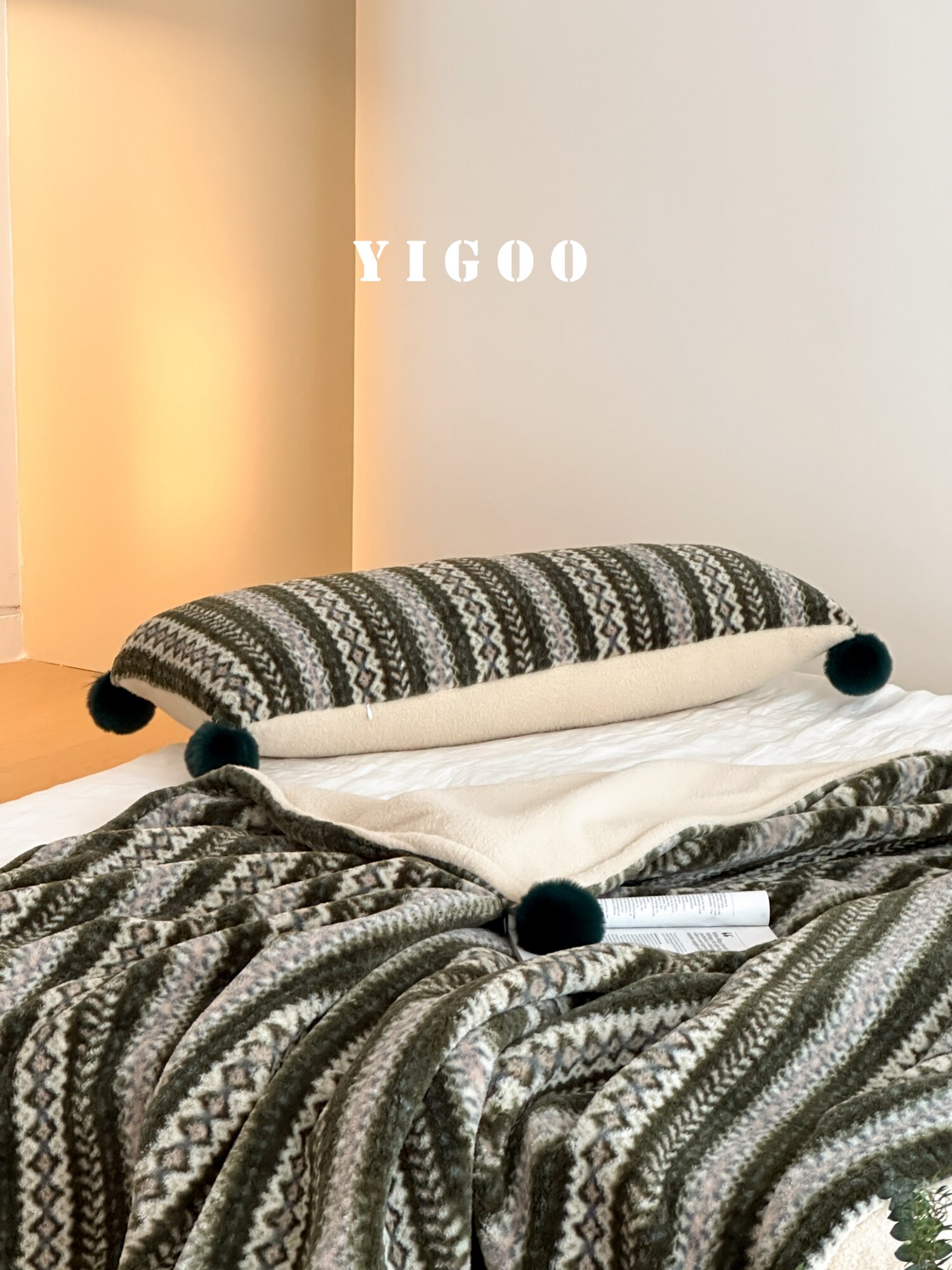 Осенне-зимнее жаккардовое покрывало под кашемир в стиле ins с узором Фэр-Айл, винтажное утолщенное одеяло для отдыха и дневного сна