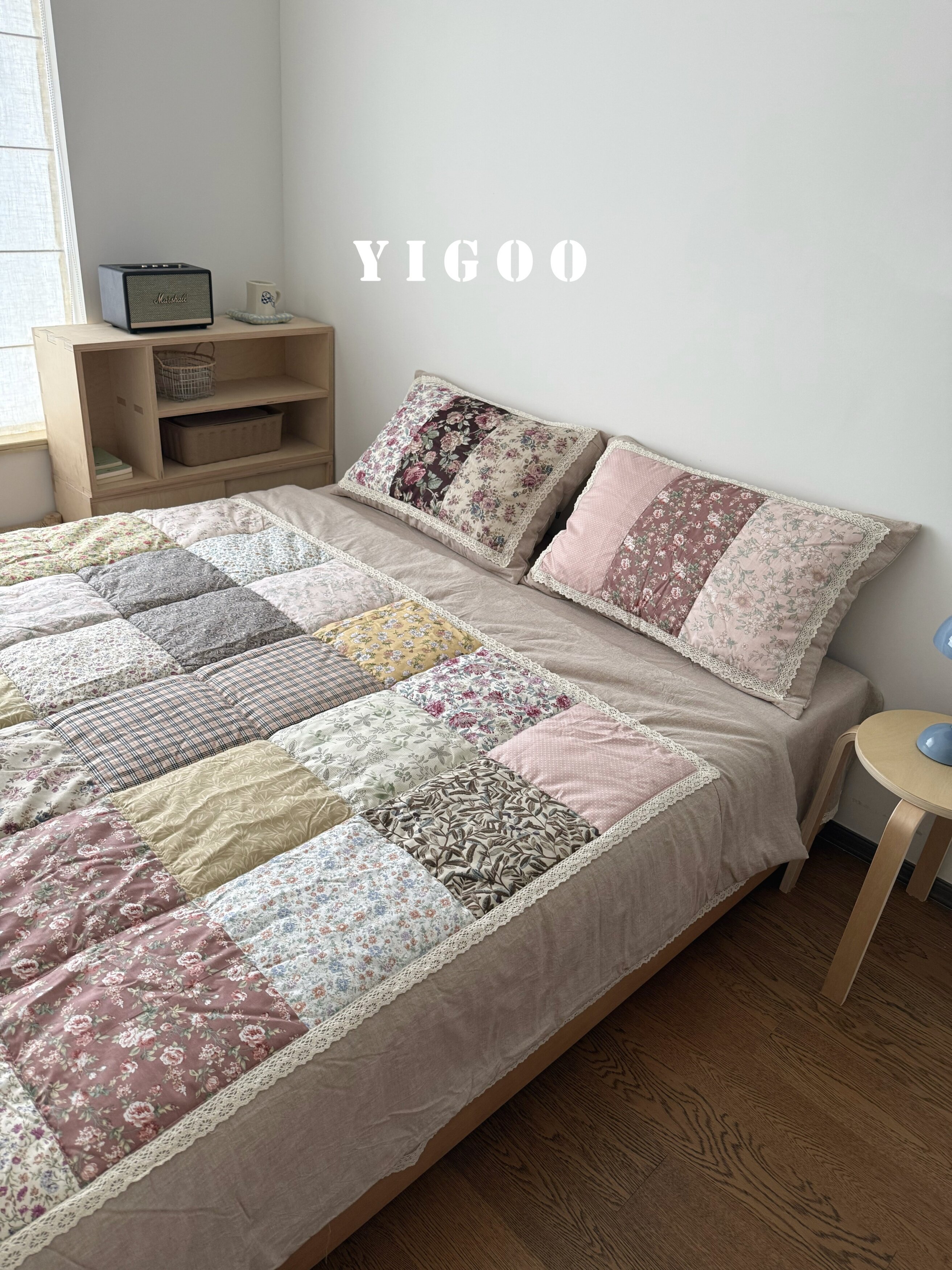 Корейское ретро одеяло в цветочек в деревенском стиле из хлопка и льна с лоскутным шитьем, комплект постельного белья из 4 предметов на все seasons