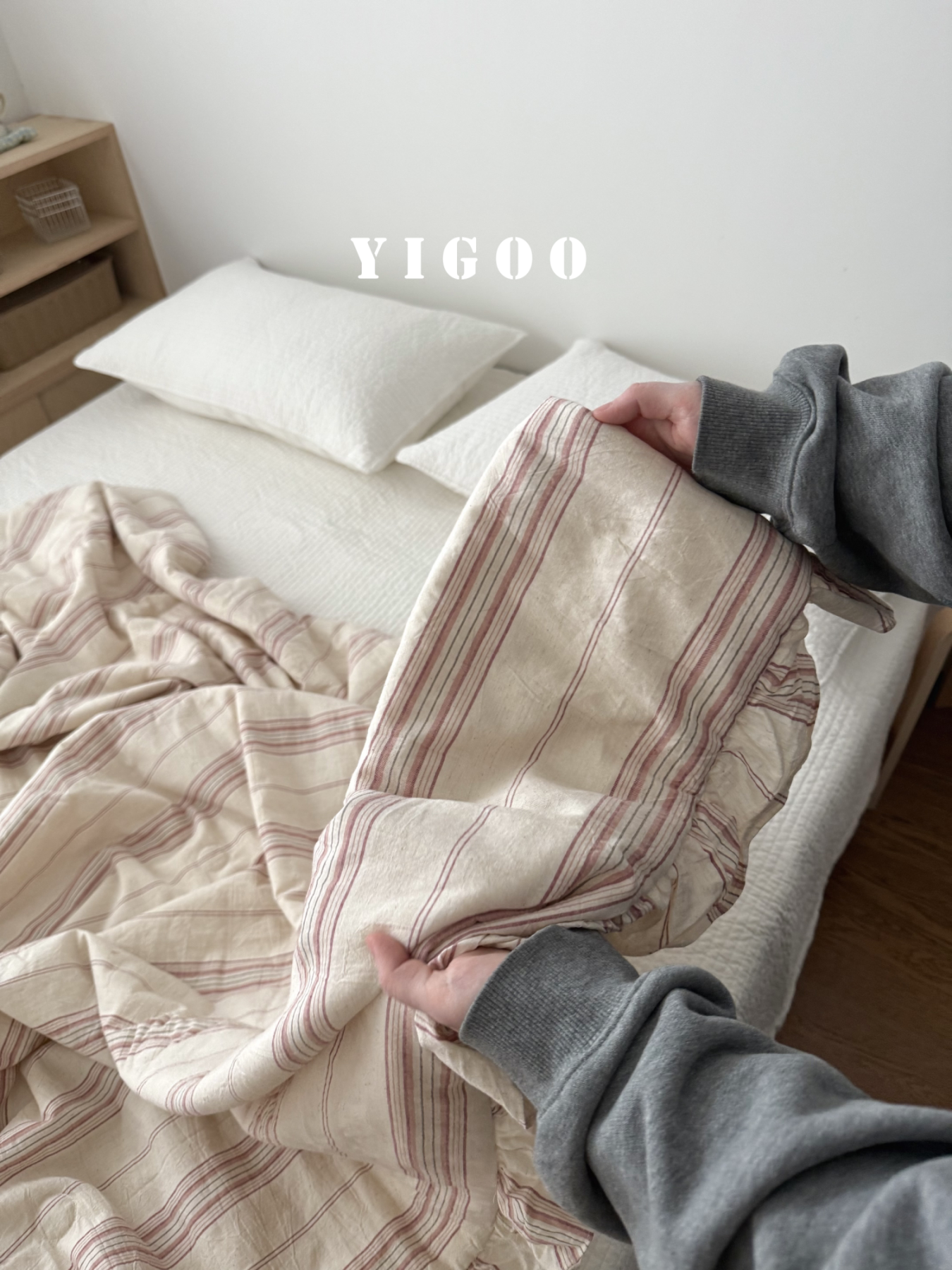 Простое летнее одеяло из хлопка и льна с оборками и винтажными полосками, тонкое цельное одеяло для кондиционера, дышащее, можно стирать в машине