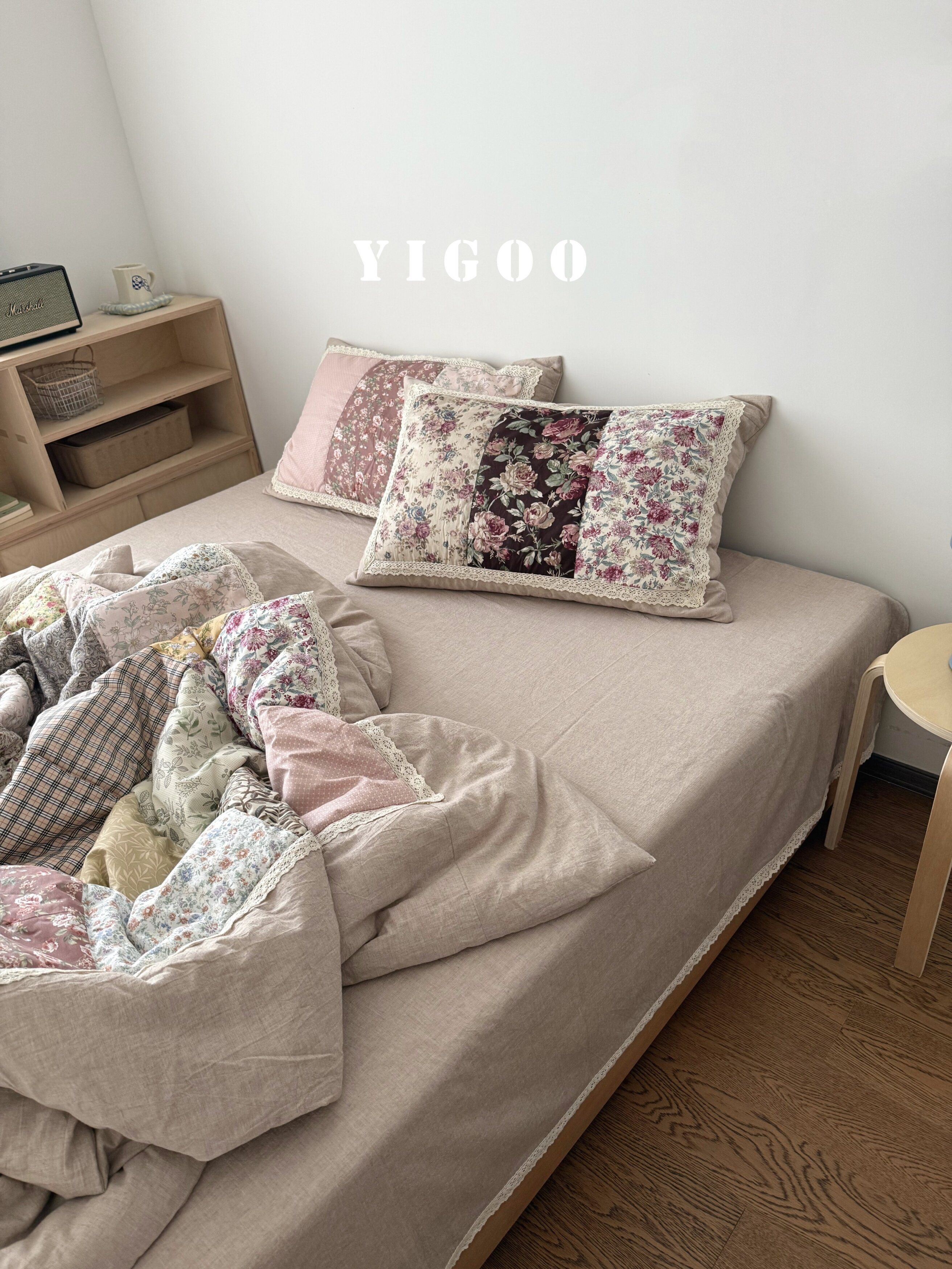 Корейское ретро одеяло в цветочек в деревенском стиле из хлопка и льна с лоскутным шитьем, комплект постельного белья из 4 предметов на все seasons