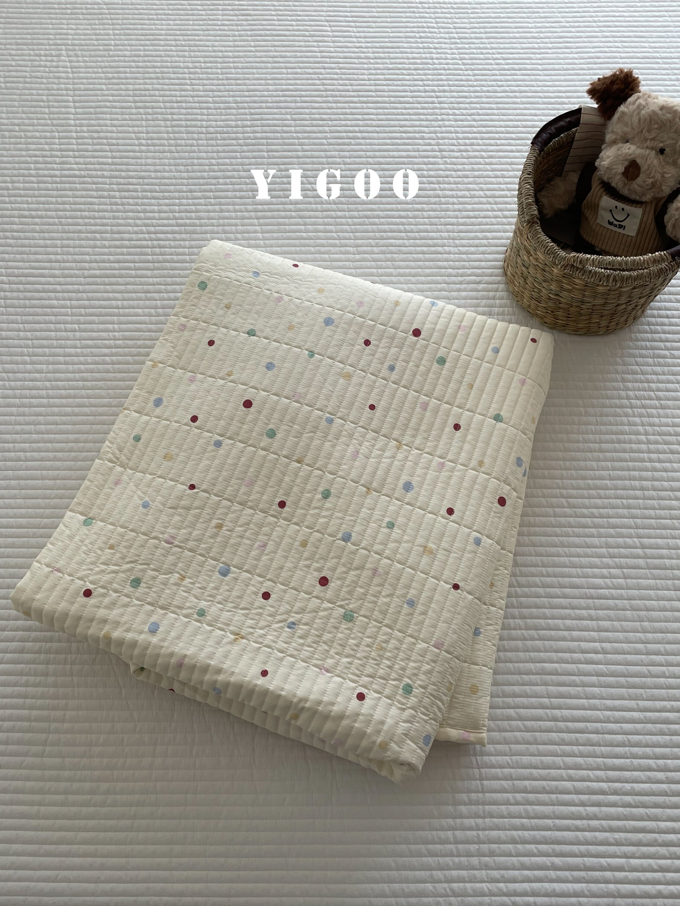 Корейский хлопковый наматрасник с печатью и стеганой подкладкой, водостойкий комплект из 3 предметов