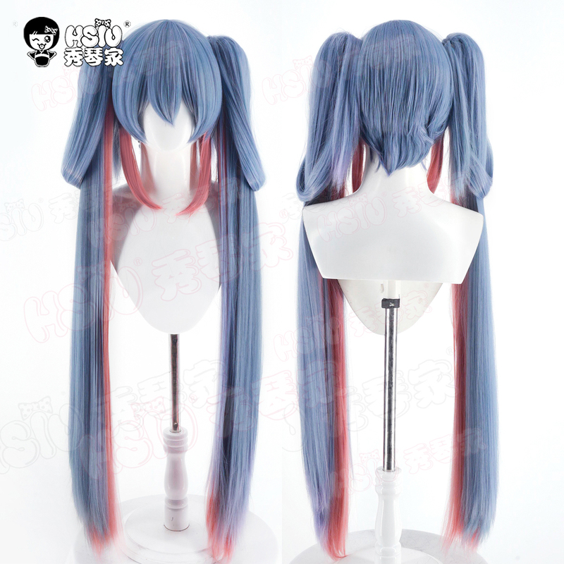 Xiuqinjia King of Time Lovers Sun Shangxiang Cosplay Wig Mixed Gray-Blue Layered Gradient Gray-Pink