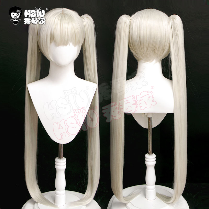 Xiucinjia Azur Lane Kofei Cosplay Wig, Middle Part Scalp Fake Hair, Double Tiger Clip Ponytail, Dark Gold Color