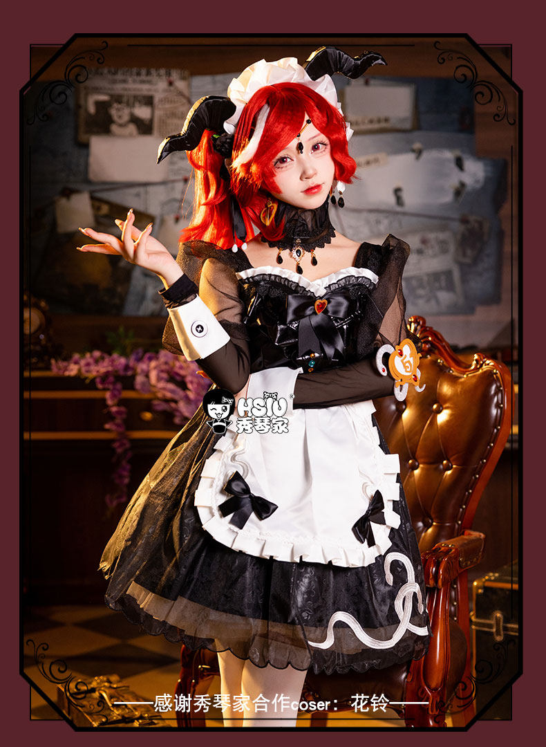 Game Identity V Priestess Cosplay Perücke Rosa Rote Hexe Kostüm Set Halloween 3