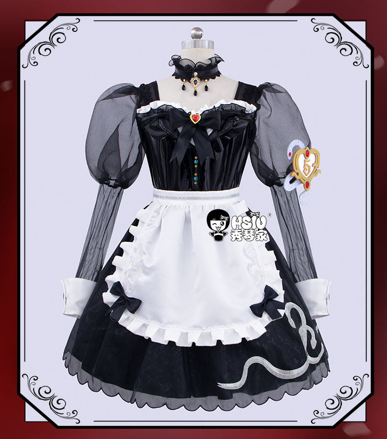 Game Identity V Priestess Cosplay Perücke Rosa Rote Hexe Kostüm Set Halloween 9