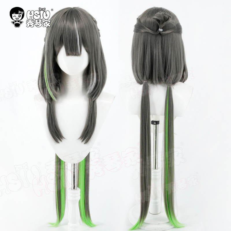 Xiuqin's House, My Eldest Brother Has a Brain Glitch, Qingcheng Cosplay Wig, Black and Gray with Highlights in White and Green