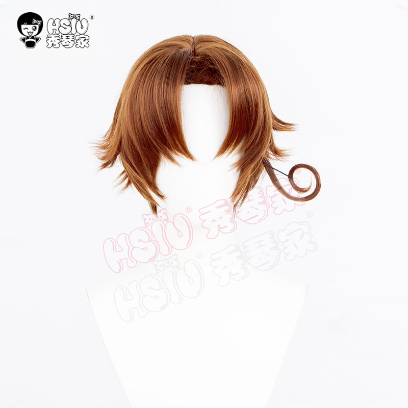 Xiuqin's Hetalia Aph Italy Cosplay Wig Ferriciano Italian Wig Brown and Yellow Curly Hair