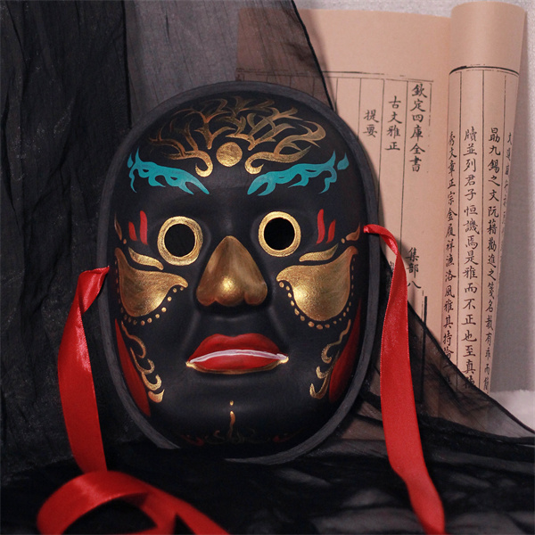 Creative Paper Pulp Hand-Painted Kunlun  Mask, Mythical Beast, Nuo Dance, Catwalk Photo Props. Purchase Fragile Items with Caution