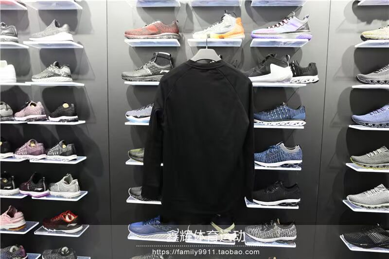 Li Ning counter áo len nam mùa xuân 2018 sê-ri áo thun dài tay áo cổ tròn áo khoác thể thao AWDN025 áo hoodie nike