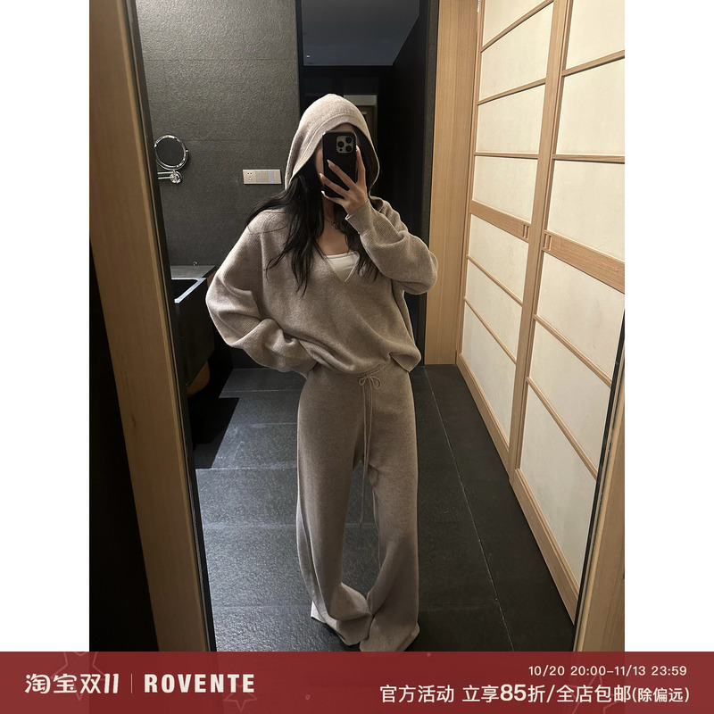 Rovente Natural and Lazy 100% Wool Sweater for Women, Deep V Hooded Cardigan, Inner Top, Casual Pants Set Rovente Natural and Lazy 100% Wool Sweater for Women, Deep V Hooded Cardigan, Inner Top, Casual Pants Set