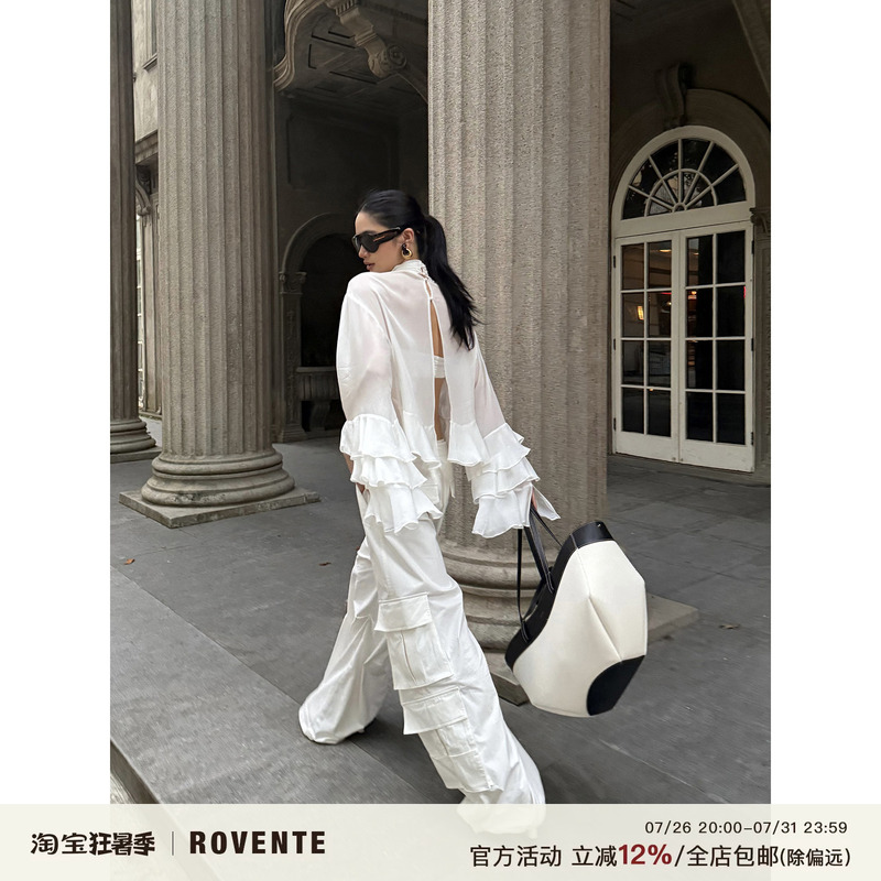 Rovente Cool-Feeling Workwear White Loose Drape Work Pants for Women, Low-Waisted American-Style Lazy Straight-Leg Wide-Leg Pants Rovente Cool-Feeling Workwear White Loose Drape Work Pants for Women, Low-Waisted American-Style Lazy Straight-Leg Wide-Leg Pants
