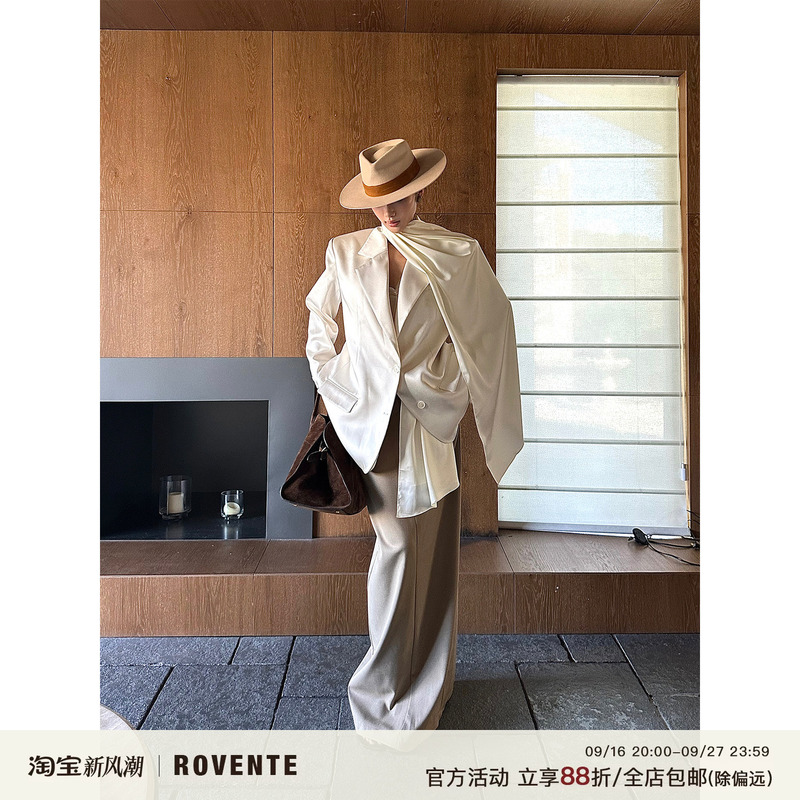Rovente White Ribbon Casual Blazer for Women, Autumn and Winter, Elegant and Sophisticated, Loose Shoulder-Padded Suit Rovente White Ribbon Casual Blazer for Women, Autumn and Winter, Elegant and Sophisticated, Loose Shoulder-Padded Suit