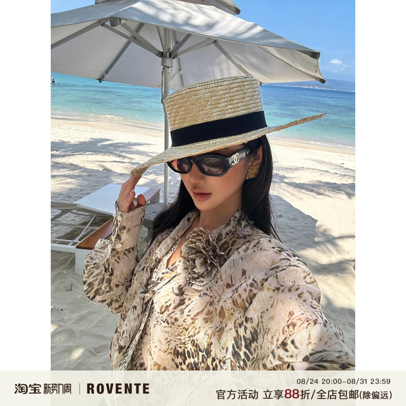 Rovente Wild Law Leopard Print Ribbon Shirt Vintage Lazy Lightweight Loose Sunscreen Shirt Jacket