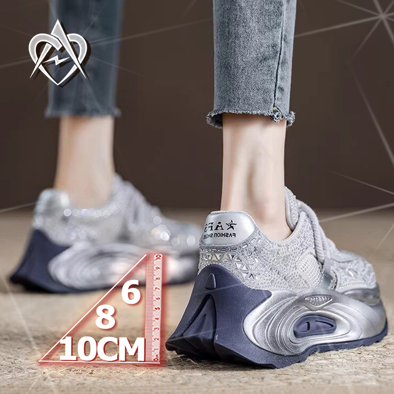 Yang Mi's Same Style, Very Stylish Rhinestone Thick-Soled Breathable Dad Shoes for Women, 2026 New Model with Hidden Height Increase 10cm Sneakers Yang Mi's Same Style, Very Stylish Rhinestone Thick-Soled Breathable Dad Shoes for Women, 2026 New Model with Hidden Height Increase 10cm Sneakers