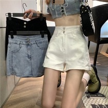 Denim Shorts Female Spring Summer 2022 New Small Taller Waist Display Slim a straight cylinder wide leg hot pants Chains