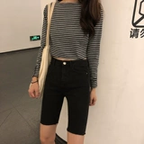 Джинсовые тонкие штаны, приталенные шорты, подходит для подростков, в обтяжку