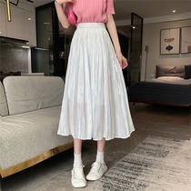 Summer 2022 New High Waist Display Slim Student Retro Silk Satin Long Dress 100 Hitch Slim Flow Light Half Body Dress Woman