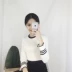 Áo dệt kim xuân 2018 nữ mới phiên bản Hàn Quốc của áo len mỏng tay hoang dã retro tay dài học sinh Vòng cổ áo len