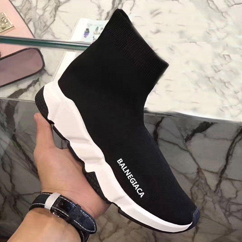 High-Top Paris Elastic Sock Shoes for Women 2025 Spring/Summer New Breathable Slimming Casual Height-Increasing Couple Sneakers Trendy