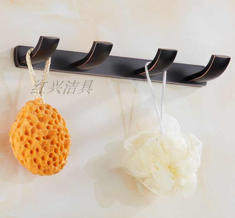 Ark-shaped bathroom pendant double coat hook coat hook row hook copper 4 hook chrome-plated antique black bronze gold-plated rose