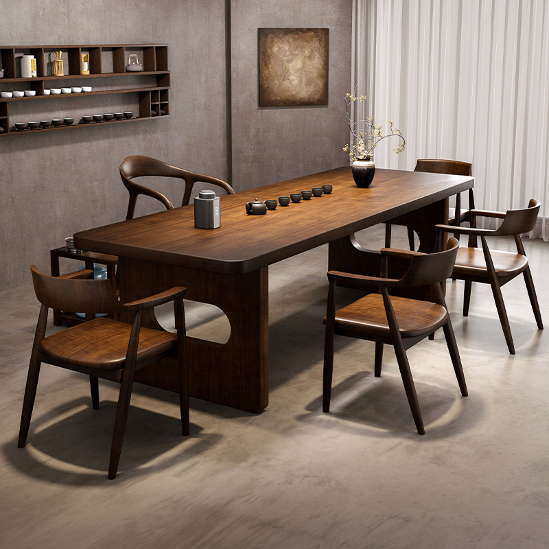 Solid Wood Large Tea Table and Chair Set for Office, Wabi-Sabi Style, Modern Minimalist, Light Luxury, Natural Wood, Living Room, Home Tea Table Solid Wood Large Tea Table and Chair Set for Office, Wabi-Sabi Style, Modern Minimalist, Light Luxury, Natural Wood, Living Room, Home Tea Table