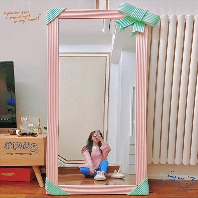 Mirror decoration diy material frame wrapping do-it-yourself lace net red mirror transformation applique foam body