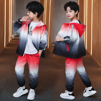 Boys suit in large child long sleeve pants two pieces of childrens sports gesture gradual coat boys clothing