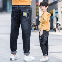 Boy soft jeans 2020 autumn childrens leisure trousers in the spring and autumn thin black pants loose