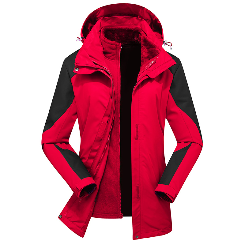 Outdoor jacket jacket men's and women's three-in-one removable coral fleece liner thickened waterproof two-piece full heat seal