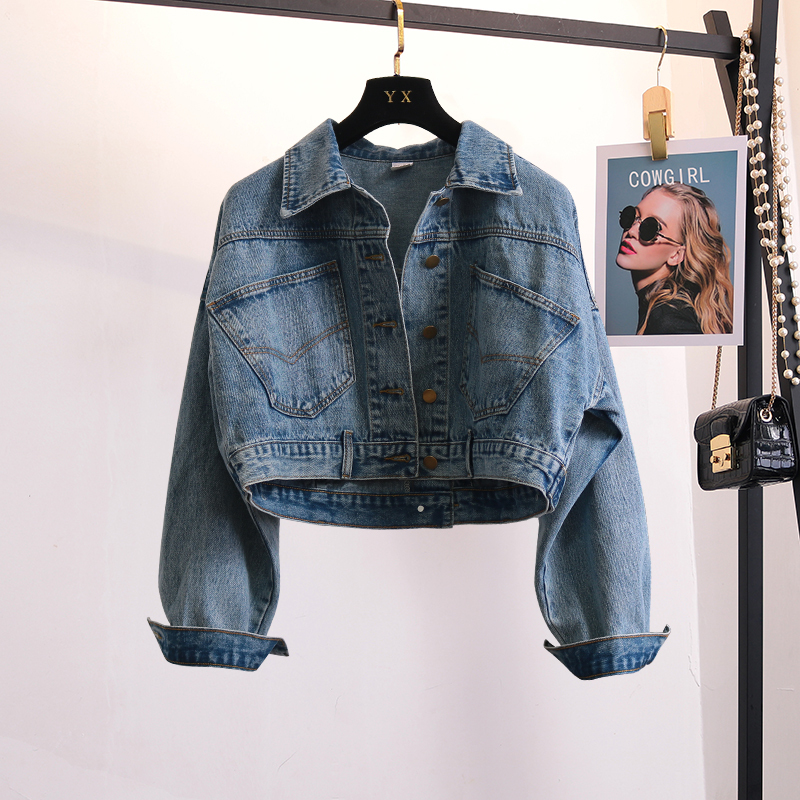 Short Vintage Denim Jacket with Back Slit for Women, 2026 Spring and Autumn New Style, Petite Versatile Slimming Jacket Top