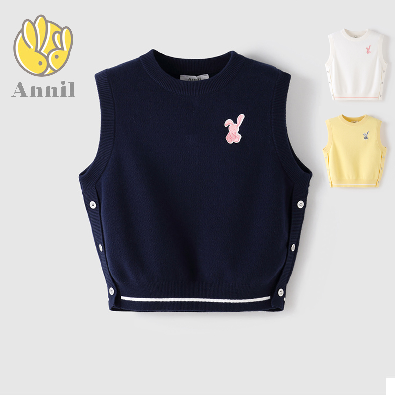 Annel counters 2022 spring new girls round neck cotton knitted vest vest AG212518