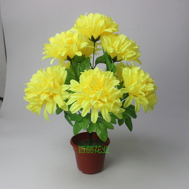 Tomb-sweeping artificial flowers sacrifice chrysanthemum bundle grave fake plastic flower silk flower eternal flower 9 yellow claw chrysanthemum new product