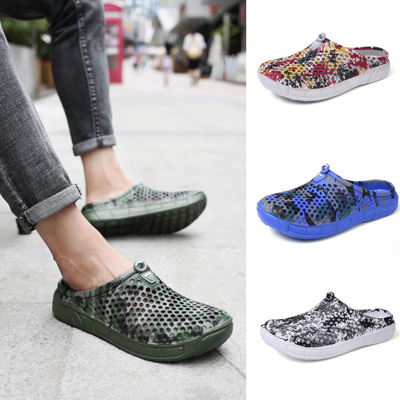 Sandals men's 2019 summer new hole shoes casual Baotou sandals and slippers camouflage sandals non-slip soft bottom beach shoes